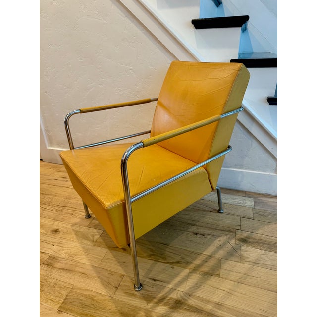 Postmodern Pair of 1990s Gunilla Allard Attributed Leather and Chrome Cinema Chairs For Sale - Image 3 of 6