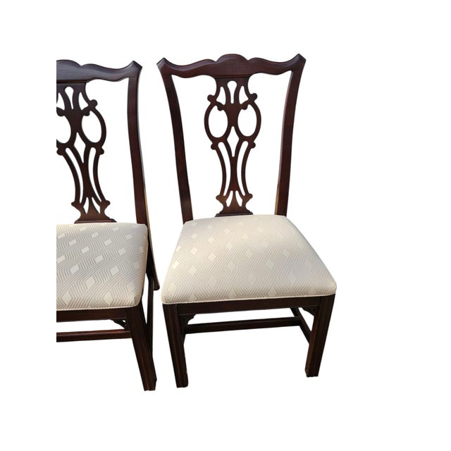 1980s Ethan Allen Georgian Court Dining Room Chairs Chippendale Sheild Back For Sale - Image 9 of 12