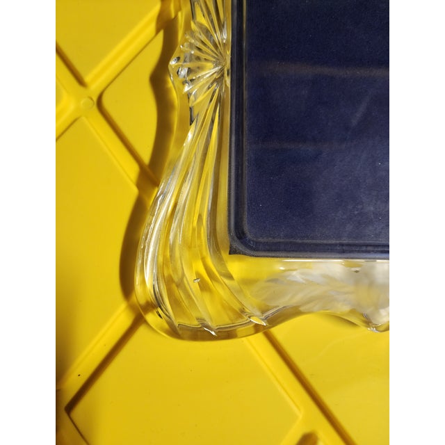 Metal Vintage 1990s Mikasa Lead Crystal 5x7 Picture Frame With Frosted Floral Accents For Sale - Image 7 of 18