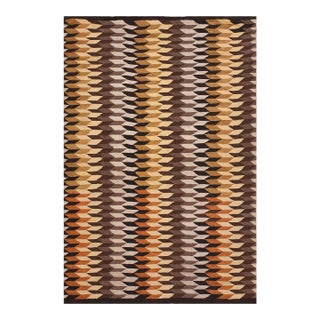 1930s Multicolor Geometric Antique American Navajo Rug 4'10" X 7'3" Flatweave Wool Carpet For Sale