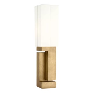 Kelly Wearstler by Visual Comfort Signature Nucleo 27" Table Lamp in Museum Brass with Linen Shade For Sale
