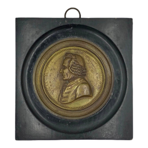 Antique Jean-Jacques Rousseau Bronze Relief Medallion Wall Plaque