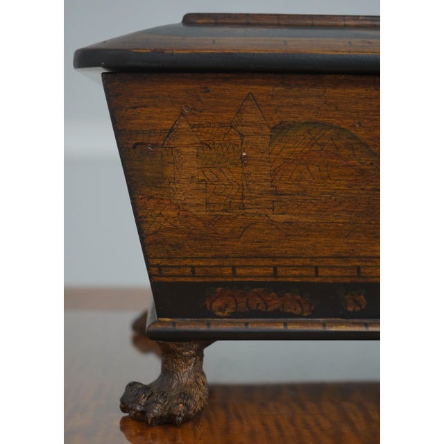 Brown Neoclassical Dresser Top Jewelry Box W. Paw Feet For Sale - Image 8 of 12