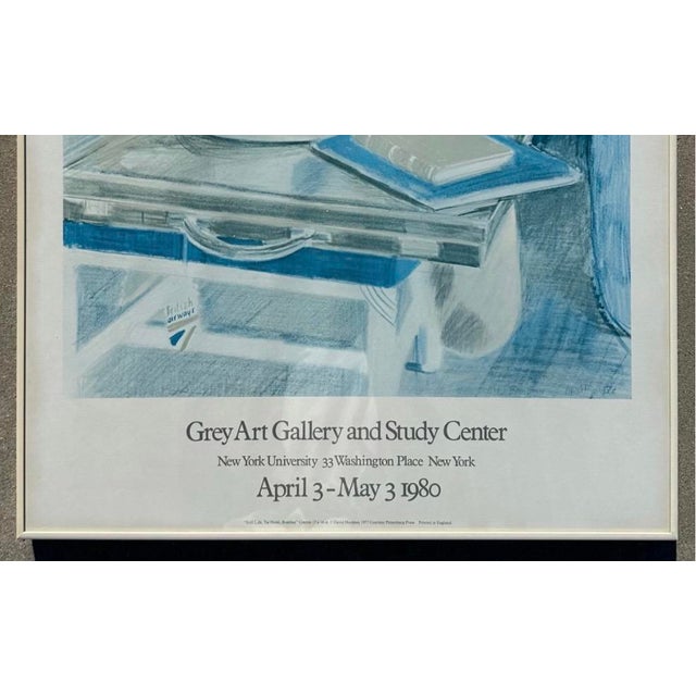 1980s David Hockney Vintage 1980 Lithograph Print Framed Large Exhibition Poster " Still Life, Taj Hotel, Bombay " 1977 For Sale - Image 5 of 15