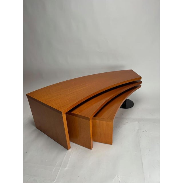 Wood Monumental Postmodern Wooden 3-Tier Coffee Table, Italy, 1980s For Sale - Image 7 of 10