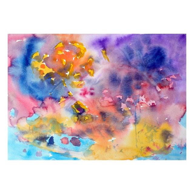 1980s Multi-Color Abstract Watercolor by Les Anderson For Sale - Image 5 of 5