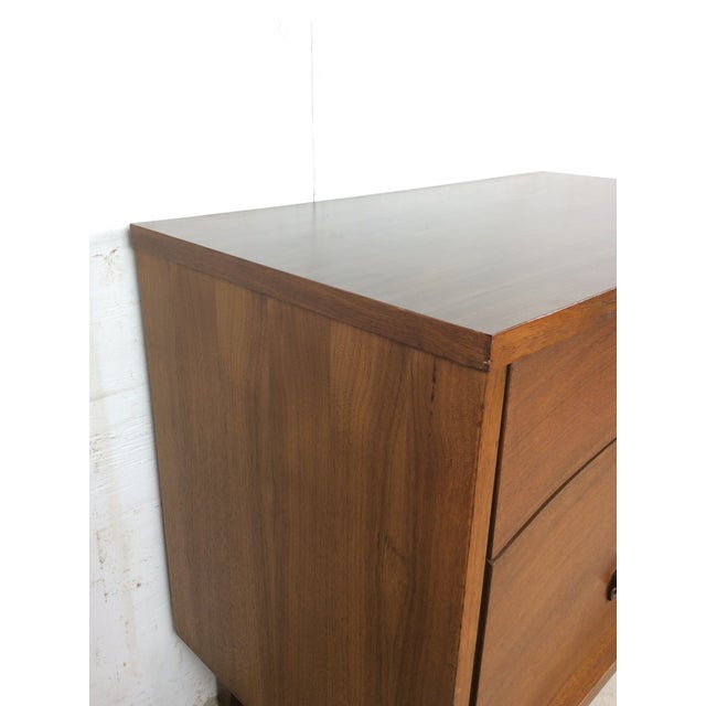 Mid Century Modern Three Drawer Chest With Curved Drawer Fronts and Brass Hardware For Sale - Image 4 of 17