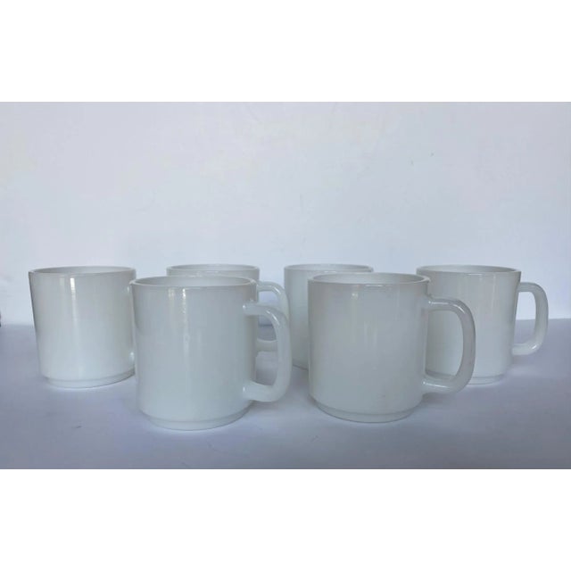 Set of 6 vintage Glasbake white milkglass straight sided coffee cups from the 1970s. They are 3.5" tall and hold 8oz. Two...