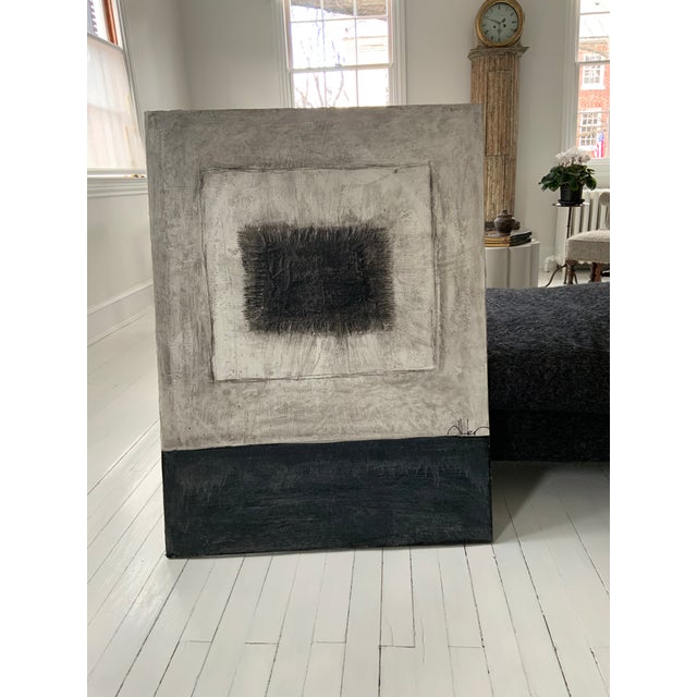 “Black, White, Gray Contrast” Minimalist Plaster Painting by Allen Kerr ...