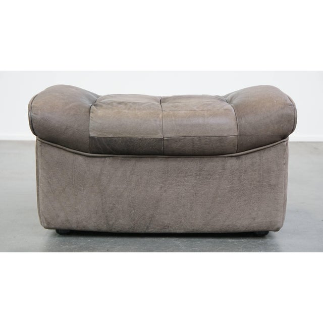 Grey Leather Modular Sofa and Ottoman, 1970s, Set of 3 For Sale - Image 17 of 18