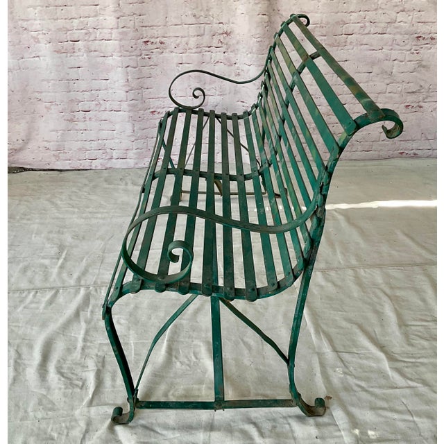 Metal Hannecke Company Green Iron Garden Bench For Sale - Image 7 of 9