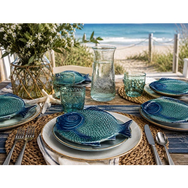 Fantastic vintage Olfaire fish shaped plates pottery from Portugal featured brightly colored majolica with highly embossed...