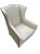 Ivory Vintage Henredon Acquisitions Collection Leather Wingback Chairs – Ivory Leather, Geometric Upholstery & Nailhead Trim For Sale - Image 8 of 12