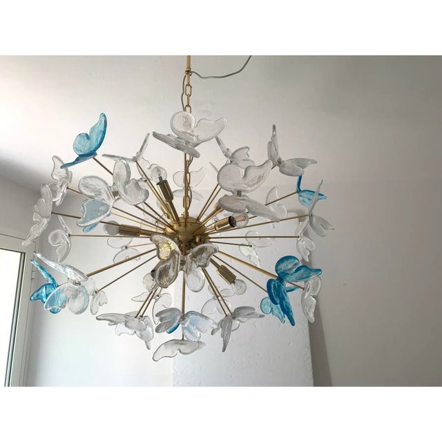 Metal Italian Sputnik Butterfly Chandelier in Murano Glass, Venini Style For Sale - Image 7 of 12