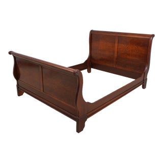 Queen Size Figural Mahogany Sleigh Style Bed For Sale