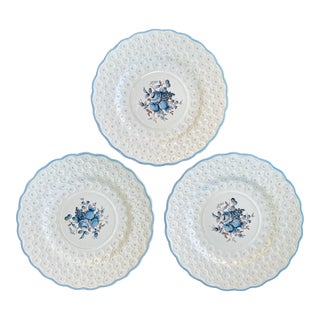 English Spode Copeland Floral and Daisy Relief Plates- Set of 3 For Sale