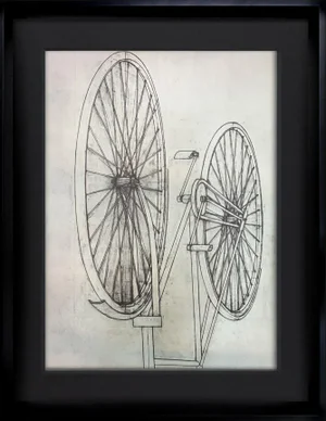 1980s Konrad Klapheck Bicyclette Custom Framed Lithograph Print
