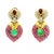 Vintage 1980s 18k Gold Ruby Emerald & Diamond Drop Earrings, Pair For Sale - Image 9 of 11