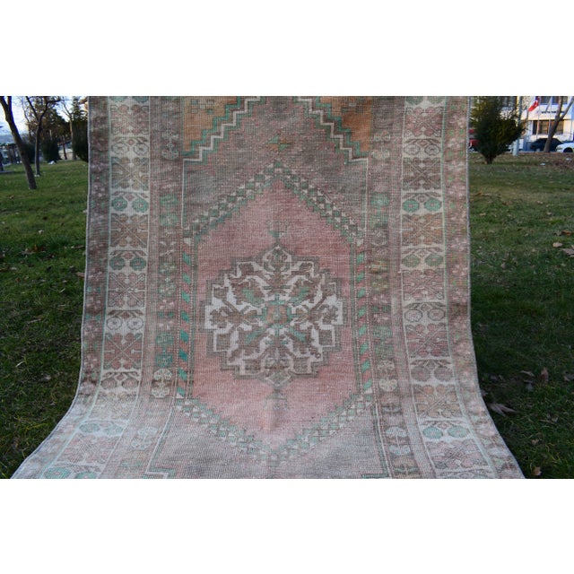 Distressed Turkish Oushak Hand Knotted Floor Rug - 3'6'' X 6'3' For Sale In Philadelphia - Image 6 of 12