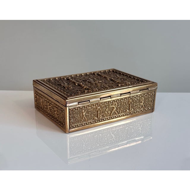 1920s Art Nouveau Cigarettes Box in Brass and Wood from Erhard & Söhne, 1920s For Sale - Image 5 of 18