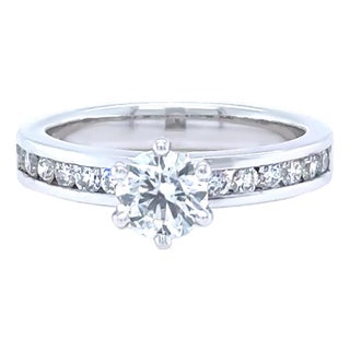 18ct White Gold Round Brilliant Cut Diamond Ring 0.95ct 5.75g, Size 6 For Sale