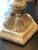 English Classical Carved Wooden Finial Lamps with Grey Drum Shades - A Pair For Sale - Image 3 of 7
