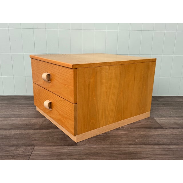 1980s Large Italian Oak Bedside Table with Double Drawer, 1980s For Sale - Image 5 of 13