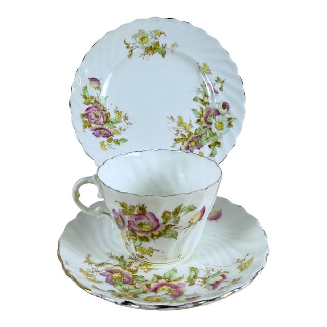 Vintage English Teacup, Saucer and Side Plate, Aynsley For Sale