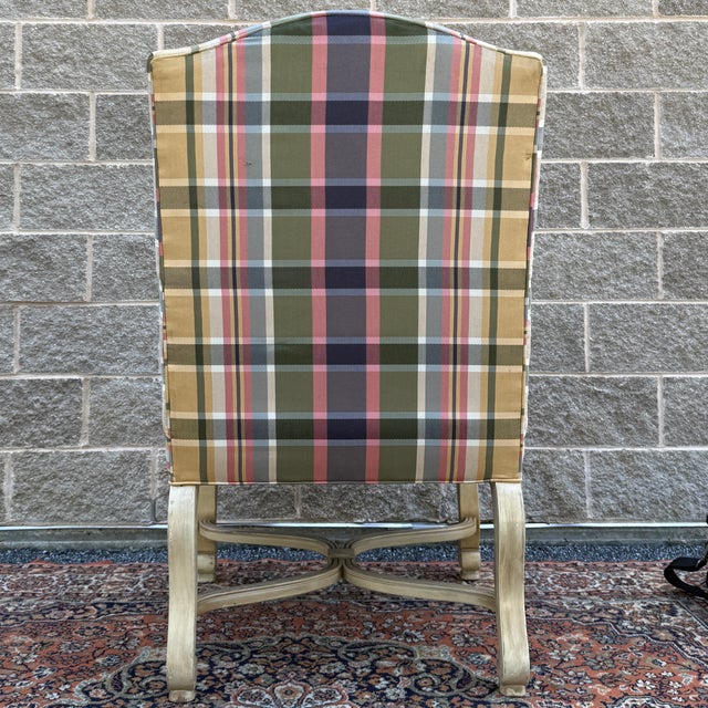 Wood Vintage Southwood Furniture French Neoclassical Lounge Chair in Distressed Beige With Carved Acanthus Leaves For Sale - Image 7 of 16