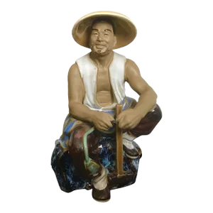 1970s Chinese Men Ceramic Figurine