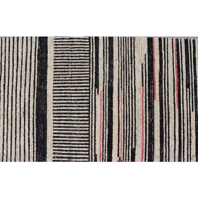 Ivory Modern Hand-Knotted Tribal Rug by Keivan Woven Arts 9'9 X 12'8 Black and Ivory For Sale - Image 8 of 12