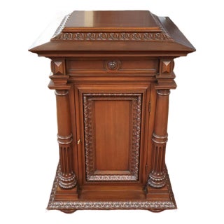 Monumental Victorian Style Mixed Wood Pedestal Cabinet For Sale