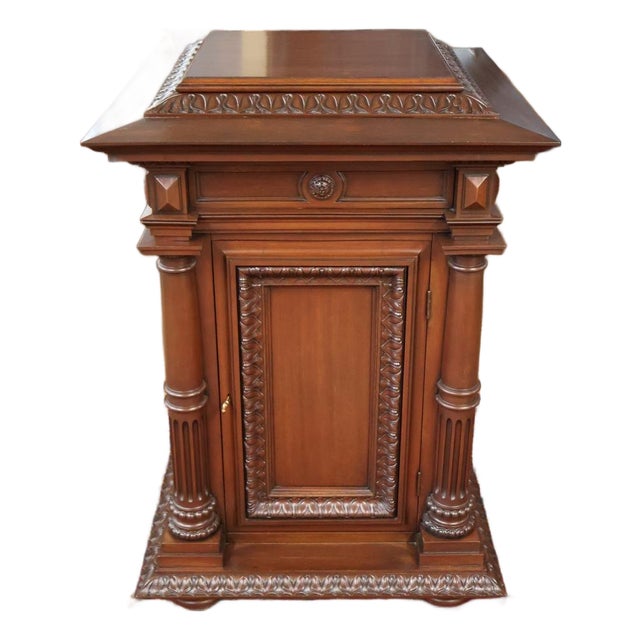 Monumental Victorian Style Mixed Wood Pedestal Cabinet For Sale