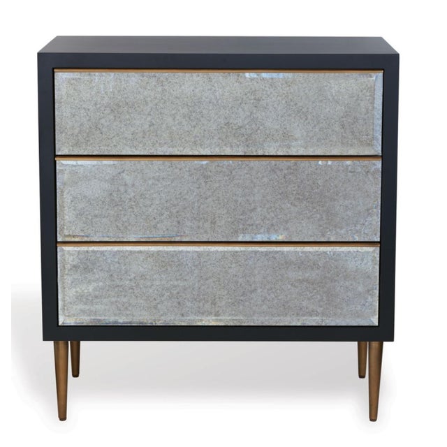 Port 68 Modern Black And Antique Mirror Chest Of Drawers Chairish