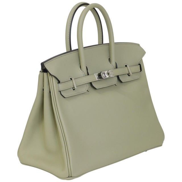 Hermès Birkin 25 Sauge Swift Palladium Hardware 2015 For Sale In New York - Image 6 of 9