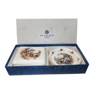 Vintage 1960s English Lord Nelson Pottery Trinket Box and Ring Plates Boxed Gift Set