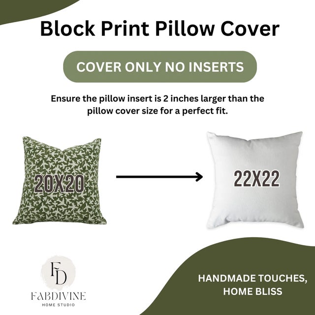 Not Yet Made - Made To Order Fabdivine Artisan Block Print Throw Pillow Cover 24x24 Inch Thick Cotton-Pushpak Vimaan For Sale - Image 5 of 5