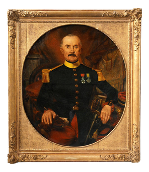 Portrait of a Decorated Gentleman & His Dog, 1870s, Oil Painting, Framed