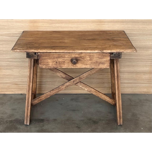 Early 20th Century French Oak Worktable Table with One Drawer, 1920s For Sale - Image 18 of 18