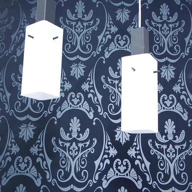 1950s Vintage Hanging Lamps in Opal Glass, 1950s, Set of 2 For Sale - Image 5 of 12