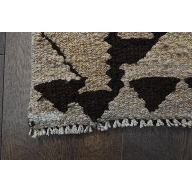 1970s Vintage Turkish Oushak Handmade Wool Cotton Beige Runner Rug For Sale - Image 10 of 11