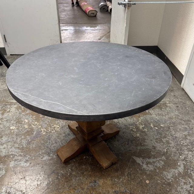 Wood Timothy Oulton for Restoration Hardware Salvaged Round Dining Table, 42 Inch For Sale - Image 7 of 12