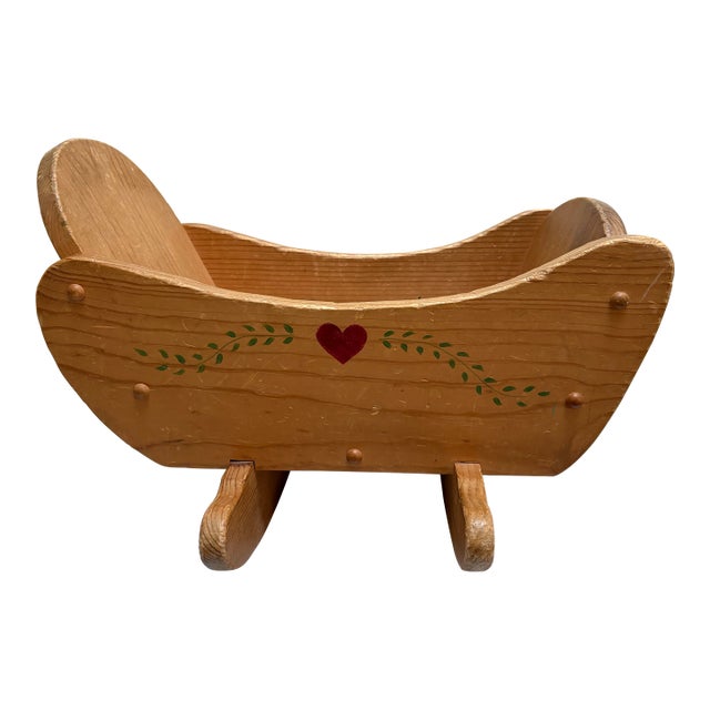 Vintage Handcrafted Wooden Decor Cradle Vessel For Sale