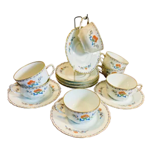 Vintage Royale Limoges Persian Rouge Cup & Saucer Set of 7