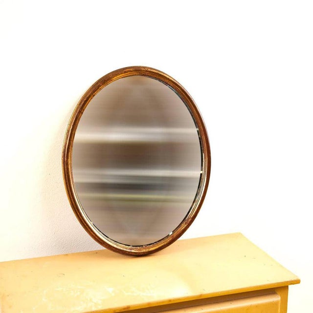 Golden Oval Wooden Mirror, 1950s For Sale - Image 6 of 6