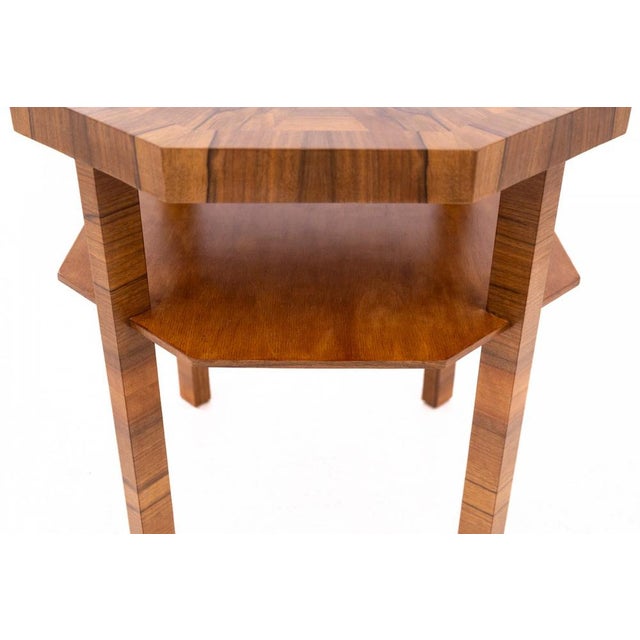 Brown Polish Art Deco Round Table, 1950s For Sale - Image 8 of 9