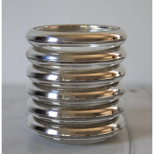 Traditional Vintage B. Rogers Sterling Silver & Glass Coasters S/6 For Sale - Image 3 of 12