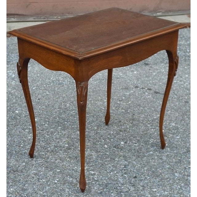 A Mid 20th Century French Empire Style Mahogany and Glass Top Insert Side Table / Candle Stand. Dimensions: 21.5" in...