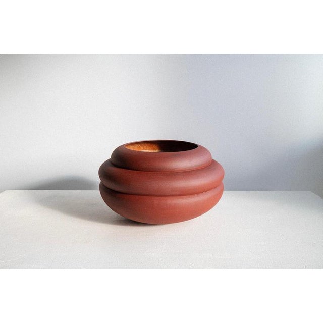 Ceramic Vase in Iron-Rich Stoneware with Glazed Interior by Robin Kerr For Sale - Image 7 of 7