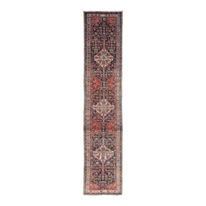 Antique Malayer Persian Long Runner With Geometric Herati Pattern and Tri-Medallion Design